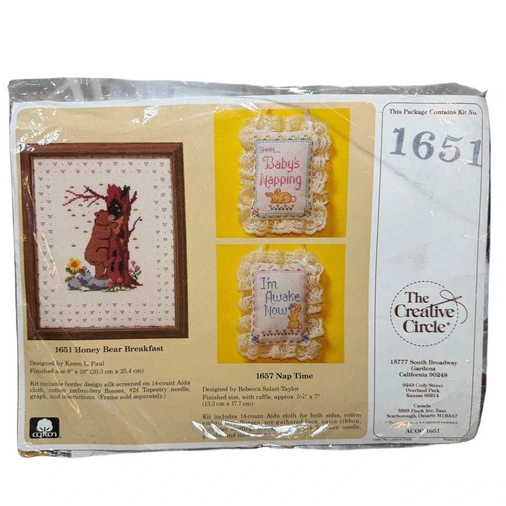 The Creative Circle‎ Honey Bear Breakfast Counted Cross Stitch Kit 1651 VTG New
